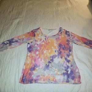 Coldwater Creek 3/4 Sleeve Multi Pastel Colors Tee